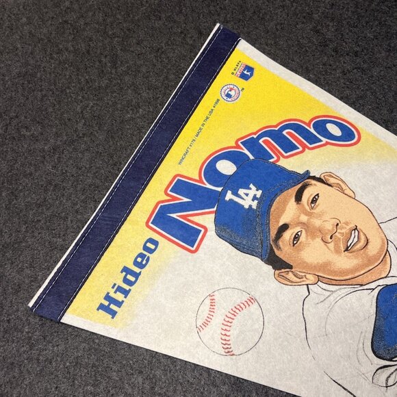 HIDEO NOMO Los Angeles Dodgers Rookie MLB Baseball 1995 Banner Flag RARE Pennant - Picture 7 of 10